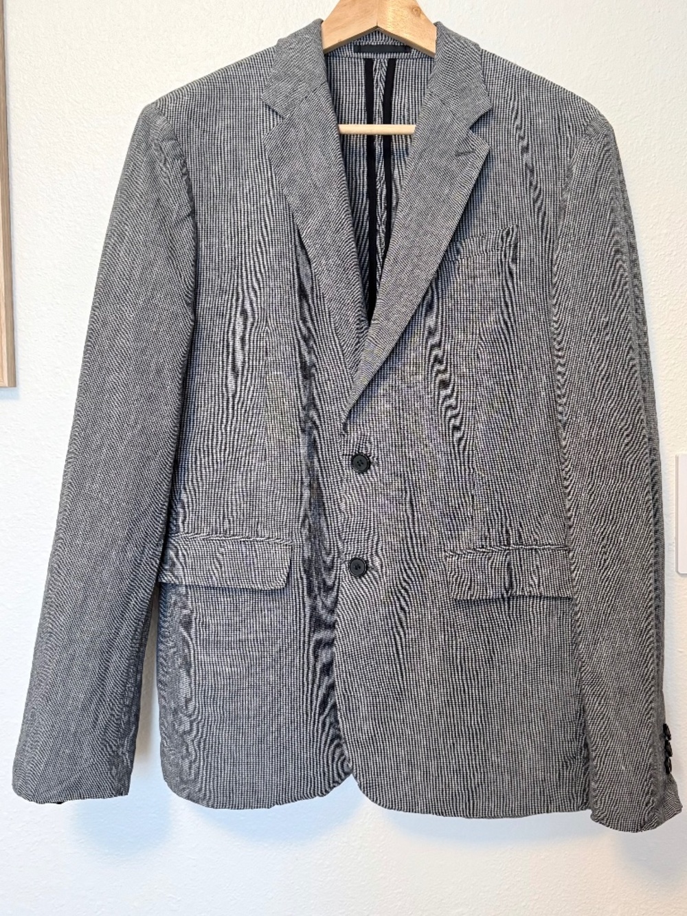 AllSaints Men’s Sz S Chiltern Blazer Sports Coat in Linen Cotton Houndstooth